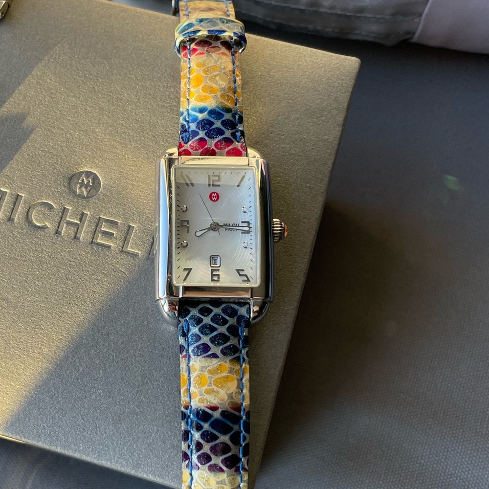 Michele Milou Park watch with leather band.